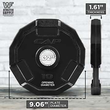 WF Athletic Supply 12-Sided Rubber Coated Grip Plate - 2-Inch Olympic Weight Plate for Weightlifting...