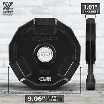 WF Athletic Supply 12-Sided Rubber Coated Grip Plate - 2-Inch Olympic Weight Plate for Weightlifting...