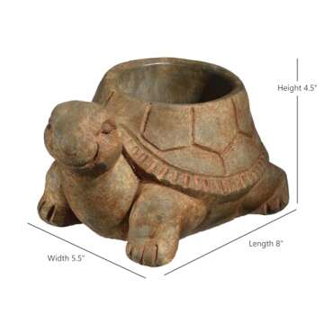 Classic Home and Garden Cement Buddies Indoor Outdoor Planter with Drainage Hole, Turtle, Rust, Large, 8in