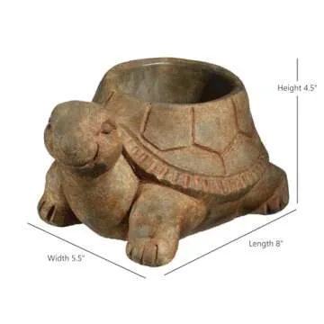 Classic Home and Garden Cement Buddies Indoor Outdoor Planter with Drainage Hole, Turtle, Rust, Large, 8in