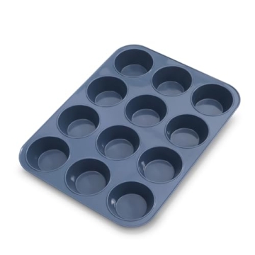 Vnray Silicone Muffin Baking Pan & Large Cupcake Tray 12 Cup - Nonstick Cake Molds/Tin, Silicon Bake...
