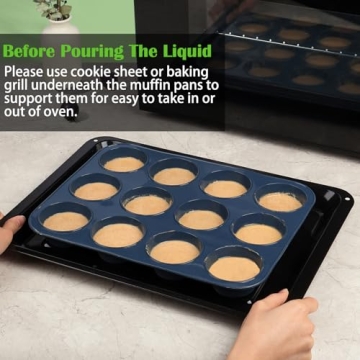 Vnray Silicone Muffin Baking Pan & Large Cupcake Tray 12 Cup - Nonstick Cake Molds/Tin, Silicon Bakeware, BPA Free, Dishwasher & Microwave Safe (12 Cup Size, Grey)