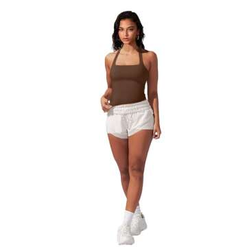 OSTAUG Sports Bras for Women High Support Going Out Sleeveless Racerback Tank Tops Workout Athletic Fitness Tops Casual Basic Crop Tops(Chocolate Brown Small)