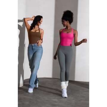 OSTAUG Sports Bras for Women High Support Going Out Sleeveless Racerback Tank Tops Workout Athletic Fitness Tops Casual Basic Crop Tops(Chocolate Brown Small)