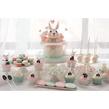 OaaXbbECco Novelty Mini Shovel Shape Spoons Cute Disposable Plastic Dessert Spoons (50 black+white model 2)