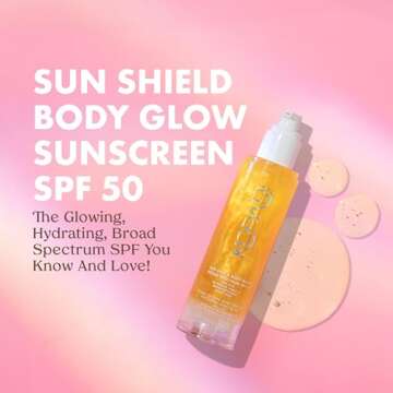 Kopari Sun Shield Body Glow, Broad Spectrum SPF 50, Lightweight Shimmering Gel Texture Absorbs Quick...