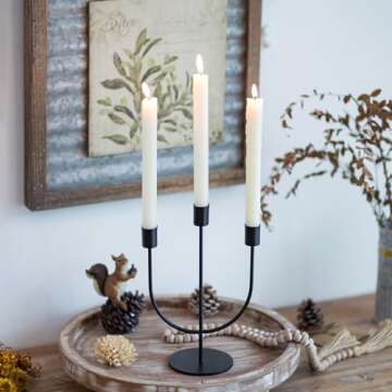 Sziqiqi Modern Candlestick Candle Holders - Matte Black Candelabra for Halloween Tabletop Taper Cand...
