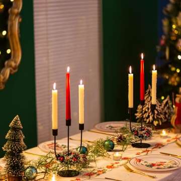 Sziqiqi Modern Candlestick Candle Holders - Matte Black Candelabra for Halloween Tabletop Taper Candlesticks Decor for Home Decorative Candle Stick Holder for Thanksgiving Formal Events Dining Room