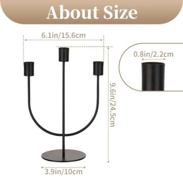 Sziqiqi Modern Candlestick Candle Holders - Matte Black Candelabra for Halloween Tabletop Taper Candlesticks Decor for Home Decorative Candle Stick Holder for Thanksgiving Formal Events Dining Room