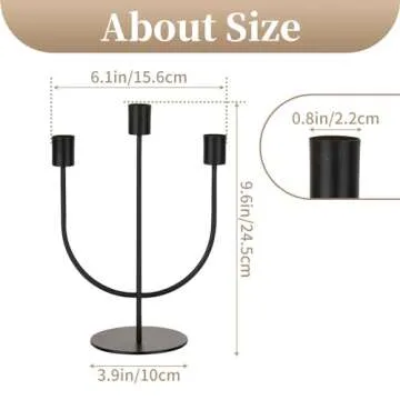 Sziqiqi Modern Candlestick Candle Holders - Matte Black Candelabra for Halloween Tabletop Taper Candlesticks Decor for Home Decorative Candle Stick Holder for Thanksgiving Formal Events Dining Room
