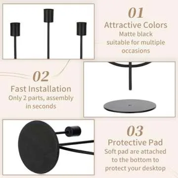 Sziqiqi Modern Candlestick Candle Holders - Matte Black Candelabra for Halloween Tabletop Taper Candlesticks Decor for Home Decorative Candle Stick Holder for Thanksgiving Formal Events Dining Room
