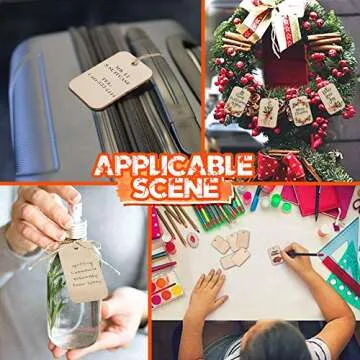 HNYYZL 100 Pcs Unfinished Wood Pieces Rectangle-Shaped, Light Wooden Cutout Natural Rustic with Hole, and 2M Hemp Rope, for Craft Projects, Hanging Decorations, Painting, Staining (2” x 1.3”)