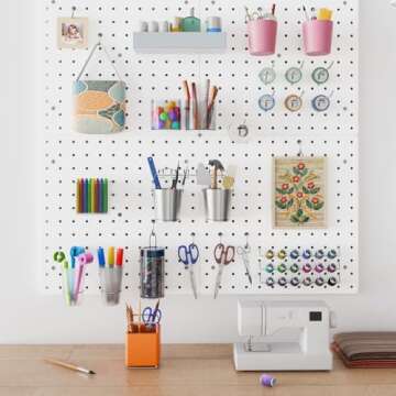 FZK Peg Board Kit with 36 Pegboard Accessories for Easy Organization