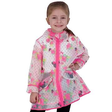 ABG Accessories Girls Rain Coat For Kids - Disney Minnie Mouse Toddler Raincoat For Kids 6-7 Years -...