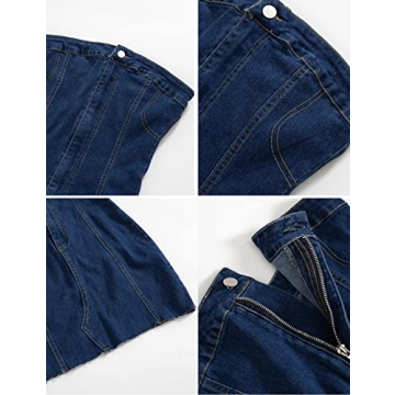 Daacee Women's Sexy Strapless Denim Dress for Parties