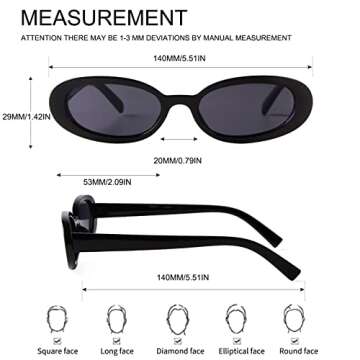 ADE WU Cute Fake Glasses Retro Oval Glasses for Women 90s Fashion Vintage Narrow Small Tiny Black Oval Eyeglasses Frames Nerd Stylish