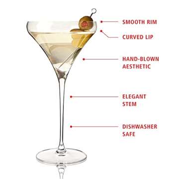 Spiegelau Willsberger Martini Glasses Set of 4 - European-Made Crystal, Modern Cocktail Glasses, Dishwasher Safe, Professional Quality Cocktail Glass Gift Set - 9.2 oz