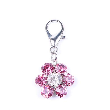 SKS PET Sparkly Rhinestone Flower Charm Pendant for Female Pets - Gorgeous Dog and Cat Accessory