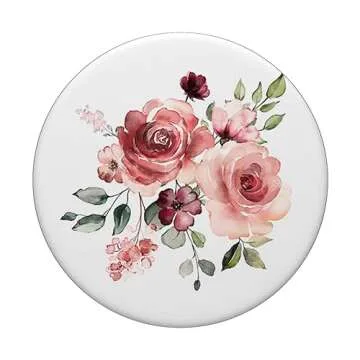 Maroon and Peach Floral PopSockets Grip with Swappable Design