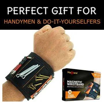 MagBand Magnetic Wristband for Holding Screws, Nails and Drilling Bits - 10 Strong Magnets - Men & W...