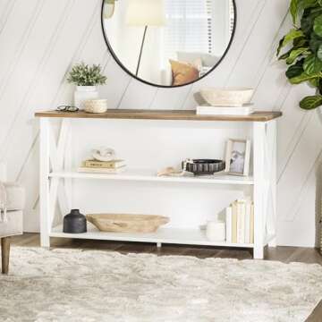 Walker Edison 2 Tier Modern Farmhouse Wood Bookcase Bookshelf Storage Home Office Storage Cabinet, 5...