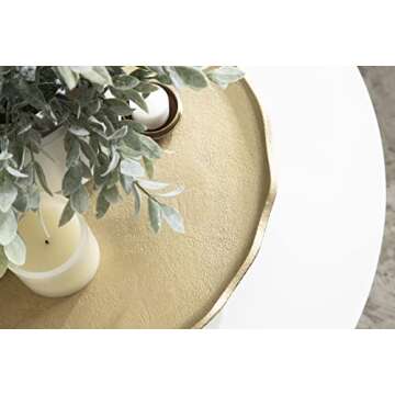 Kate and Laurel Alessia Modern Decorative Scalloped Round Footed Metal Tray, 16 Inch Diameter, Gold, Food-Safe Cast Aluminum Pedestal Transitional Tray with Rough Texture and Deckled Edge