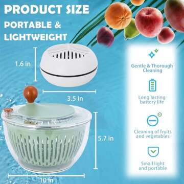 Fruit and Vegetable Washing Machine, Fruit and Vegetable Cleaner, Salad Spinner large INCLUDED, Veggie and Produce Washer, fruits and Vegetables Purifier, Portable Ionizer Cleaning Device, GIFTABLE.