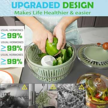 Fruit and Vegetable Washing Machine, Fruit and Vegetable Cleaner, Salad Spinner large INCLUDED, Veggie and Produce Washer, fruits and Vegetables Purifier, Portable Ionizer Cleaning Device, GIFTABLE.