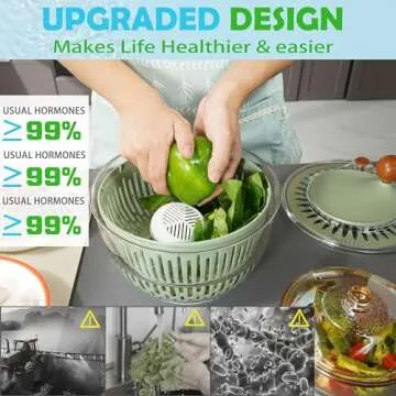 Fruit and Vegetable Washing Machine, Fruit and Vegetable Cleaner, Salad Spinner large INCLUDED, Veggie and Produce Washer, fruits and Vegetables Purifier, Portable Ionizer Cleaning Device, GIFTABLE.