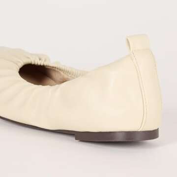 The Drop Women's Paige Scrunch Ballet Flat - Cream Comfort