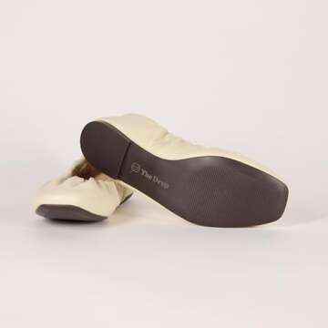 The Drop Women's Paige Scrunch Ballet Flat - Cream Comfort