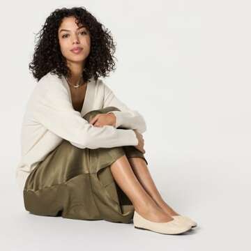 The Drop Women's Paige Scrunch Ballet Flat - Cream Comfort