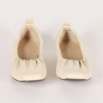The Drop Women's Paige Scrunch Ballet Flat - Cream Comfort
