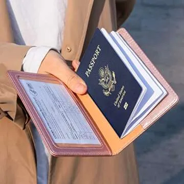 TIGARI Passport Holder for Travel, Slim Passport Cover for Women Men, Leather Passport Case Protector with Waterproof Slot, Family Vacation Plane Cruise Travel Essentials