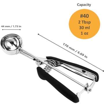 Cookie Scoop, Ice Cream Scoop, Medium Cookie Scoops for Baking, 18/8 Stainless Steel Cookie Scooper for Baking, Ice Cream Scooper with Trigger Release, Cookie Dough Scoop with Non-slip Grip (M)……