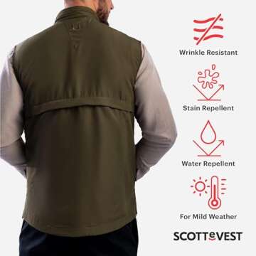 SCOTTeVEST RFID Vest for Men - 26 Hidden Pockets - Water Repellent for Travel & More (Black, Large)