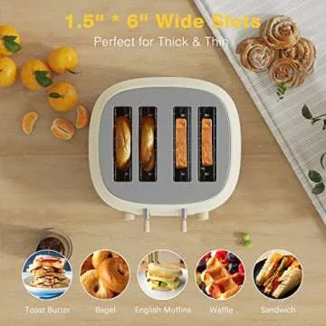 Anfilank 4 Slice Retro Toaster with Extra Wide Slots and Functions