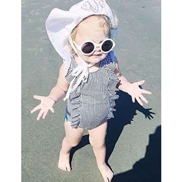 Baby Girl Swimsuit Ruffles One Piece Swimsuit Striped Beach Baby Girl Bathing Suit Bikini Infant Gir...