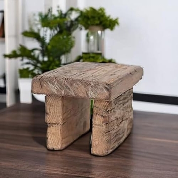 Creative Co-Op Reclaimed Wood Pedestal, Natural Decorative Accents, 10" L x 6" W x 6" H
