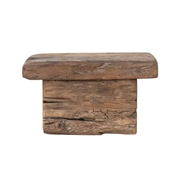 Creative Co-Op Reclaimed Wood Pedestal, Natural Decorative Accents, 10" L x 6" W x 6" H