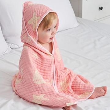 HardNok Ultra-Soft Muslin Baby Hooded Towel - 32 x 32 Inches, Ideal for Bath & Beach, Suitable for B...