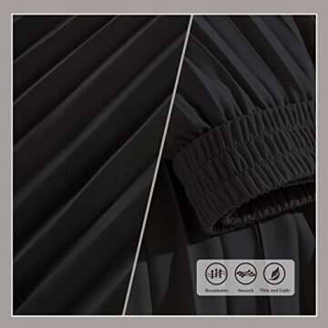 Basoteeuo Black Pleated Midi Skirt - High Waisted A-Line Style for Women