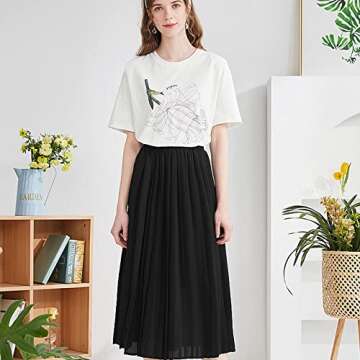 Basoteeuo Black Pleated Skirt for Women - Chic Comfort