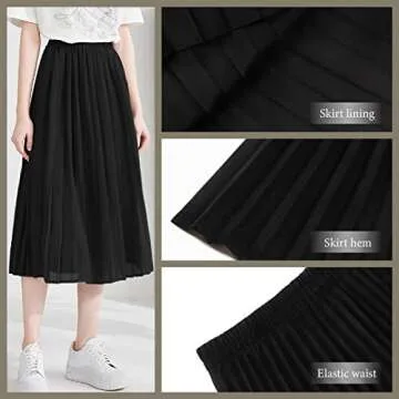 Basoteeuo Black Pleated Skirt for Women - Chic Comfort