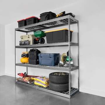 SafeRacks Garage Shelving - Storage Rack That Holds 500 Pounds Per Shelf - All Steel Shelves for Storage - Easy to Assemble Shelving Storage, Garage Shelf, Hammertone (24" x 92" x 84")