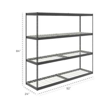 SafeRacks Garage Shelving - Storage Rack That Holds 500 Pounds Per Shelf - All Steel Shelves for Storage - Easy to Assemble Shelving Storage, Garage Shelf, Hammertone (24" x 92" x 84")
