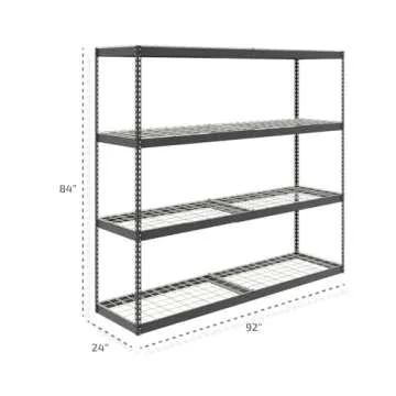 SafeRacks Garage Shelving - Storage Rack That Holds 500 Pounds Per Shelf - All Steel Shelves for Storage - Easy to Assemble Shelving Storage, Garage Shelf, Hammertone (24" x 92" x 84")