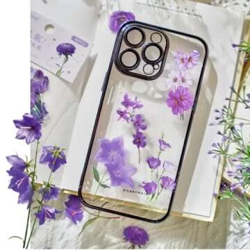 Transparent Flower Stickers 320 PCS Self-Adhesive Transparent Flower Stickers Decorative Scrapbook Stickers for Card Making Journal Planner Bottles Phone Cases Laptops Clear Flower Decals