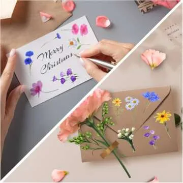 Transparent Flower Stickers 320 PCS Self-Adhesive Transparent Flower Stickers Decorative Scrapbook Stickers for Card Making Journal Planner Bottles Phone Cases Laptops Clear Flower Decals