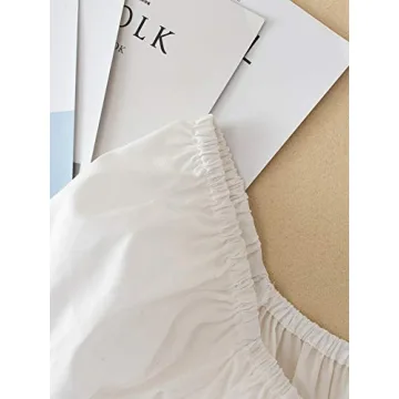 MakeMeChic Women's Ruched Puff Sleeve Crop Tee White